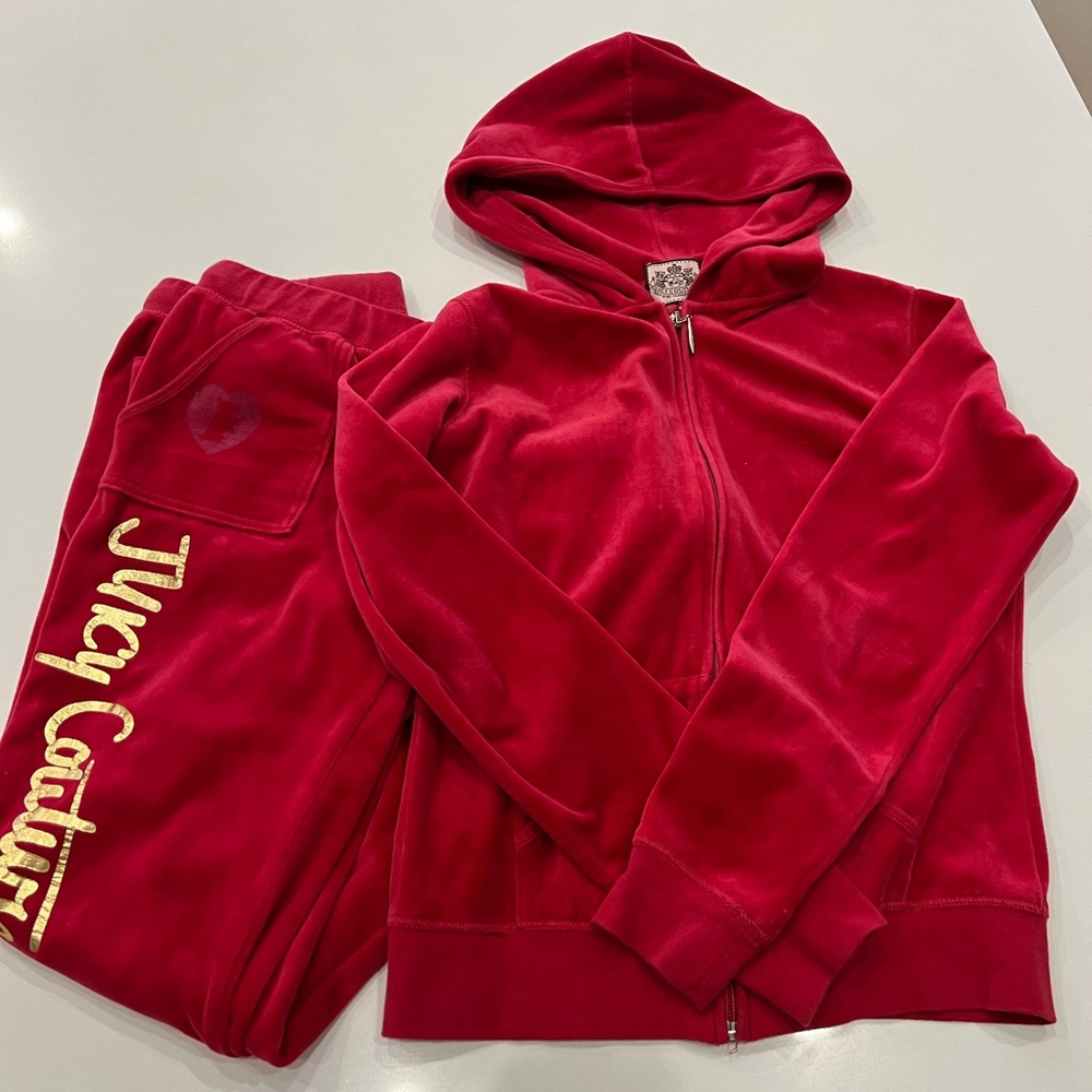 RARE- Juicy Couture Sweater and Sweatpants Red Matching set